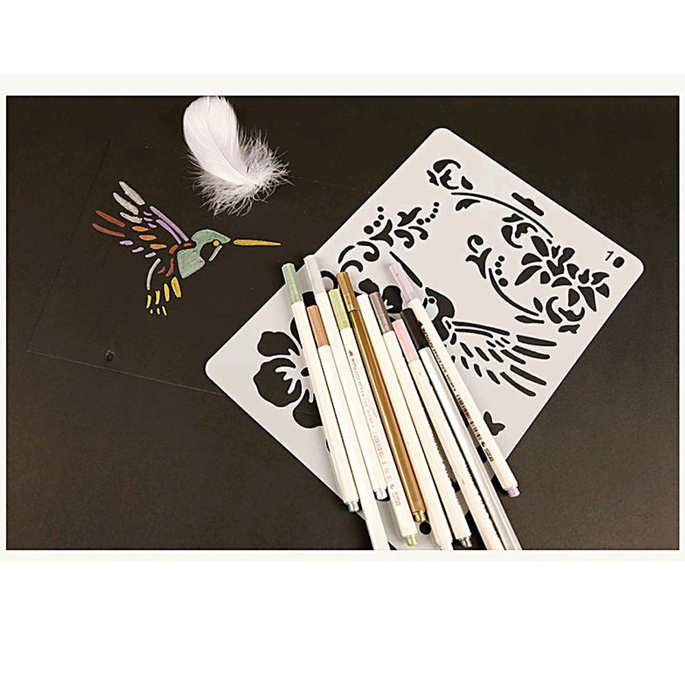 Multi-functional Drawing Stencils Hollow Out Design PP Plastic Templates Reusable for Children Students DIY Painting Craft Scrapbooking Photo Album Card Journal