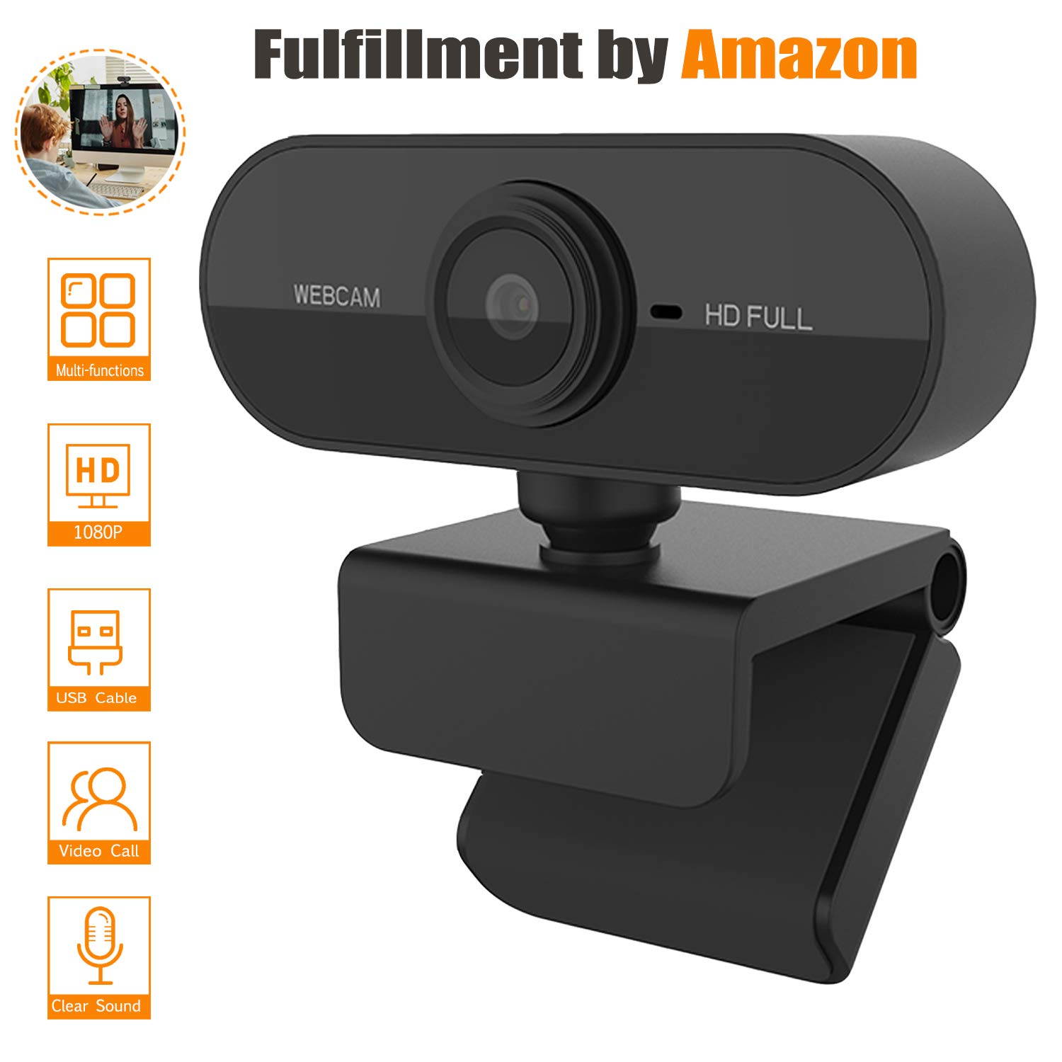 Webcam with Microphone, Web Cameras for Computers, USB PC Desktop Teaching Camera, Wide Angle Live Streaming 1080P HD Web Cam for OBS Xbox XSplit Skype Facebook, Compatible for Laptop Mac OS Windows