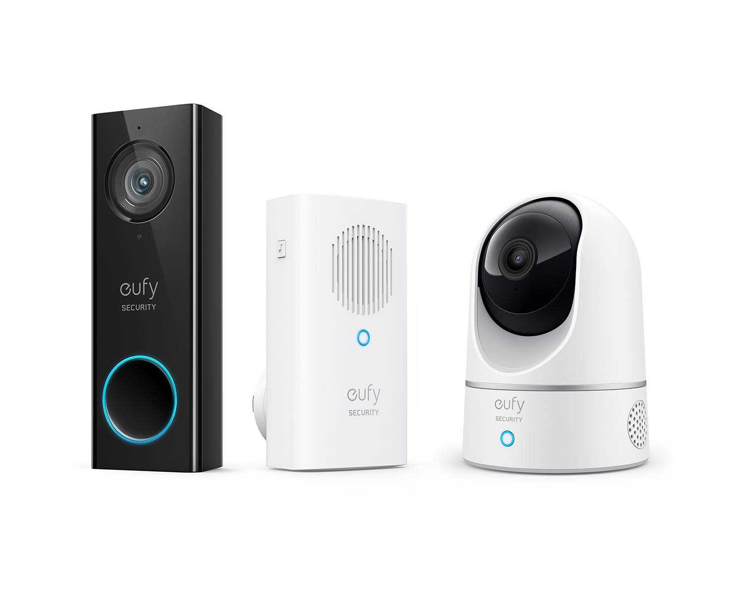 eufy Security, 2K Video Doorbell + Indoor Cam Pan & Tilt Bundle, 2K Resolution, 2-Way Audio, Doorbell Requires Existing Doorbell Wires, No Monthly Fees