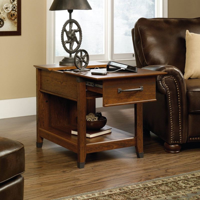 Carson Forge Smartcenter Side Table with Charging Station - Washington Cherry - Sauder