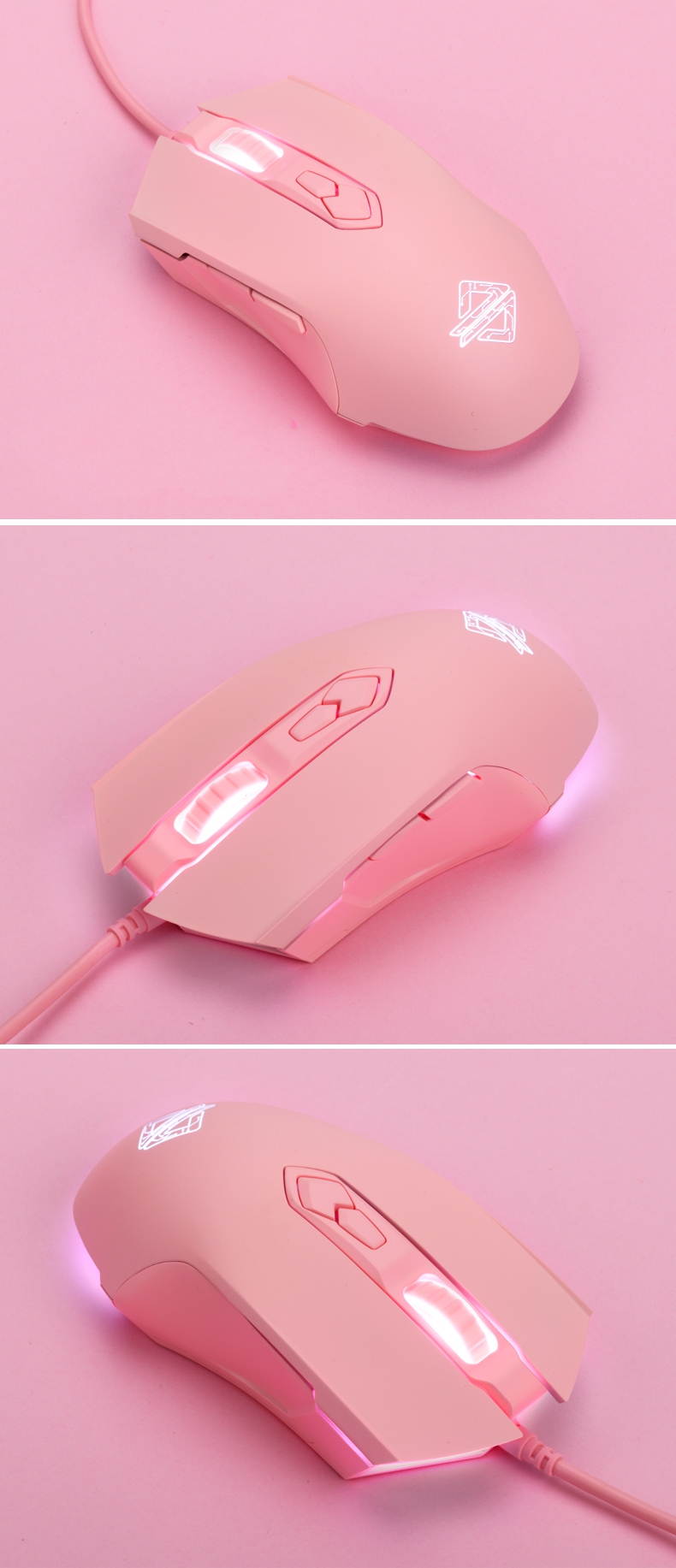 Ajazz AJ52 Watcher RGB Backlit Ergonomic Gaming Mouse, 2500 DPI A5050 7 Programmable Buttons Wired Gaming Mice for Windows Mac OS Linux, Competitor White Star