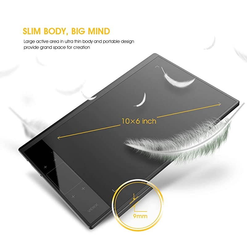 Drawing Tablet  A30 Graphic Pen Tablet with Gesture Touch Pad 4 hotkeys10x6 inch Working Area BatteryFree Stylus