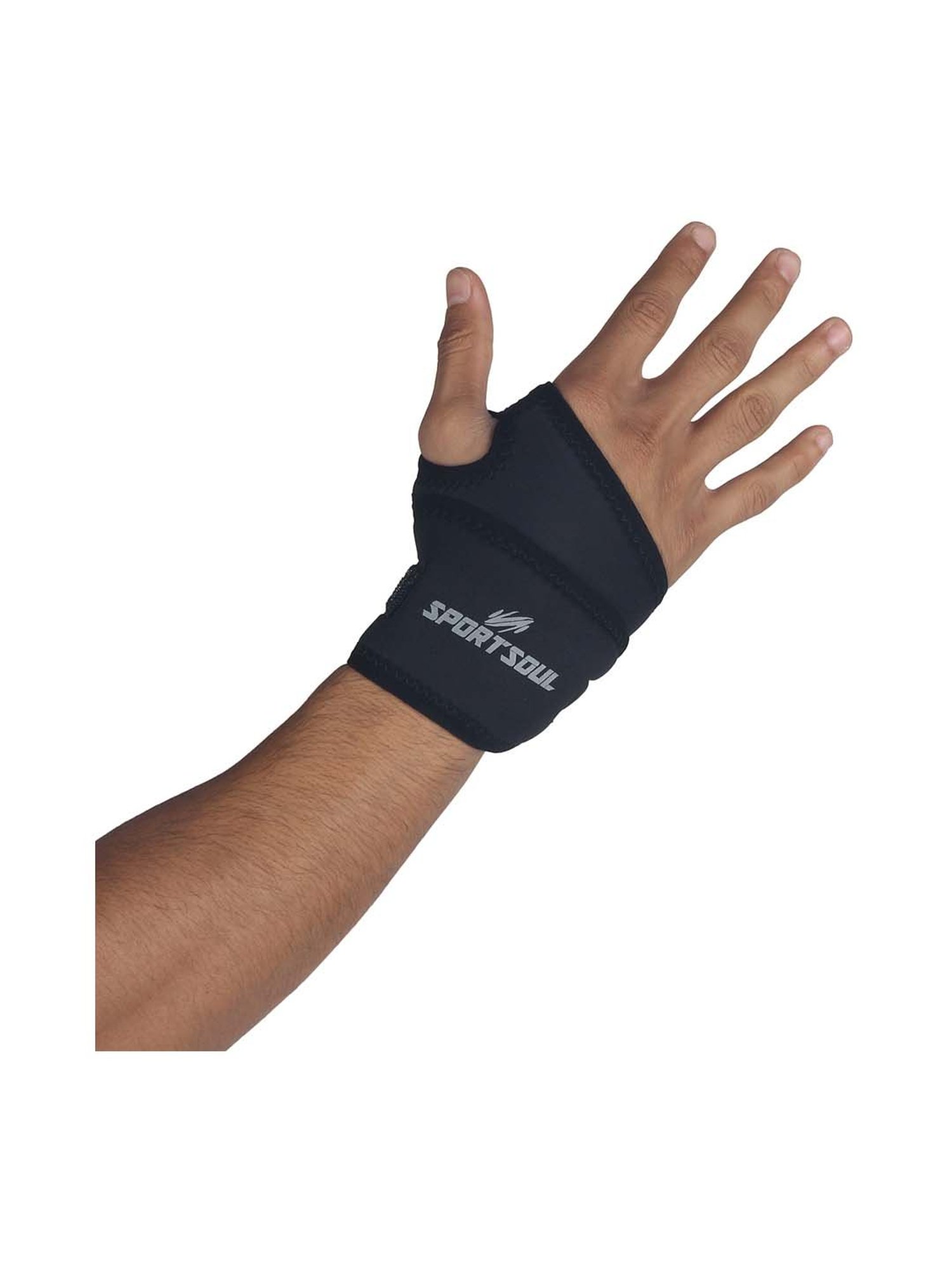 SportSoul Black Wrist Support with Thumb Wrap (Free Size)