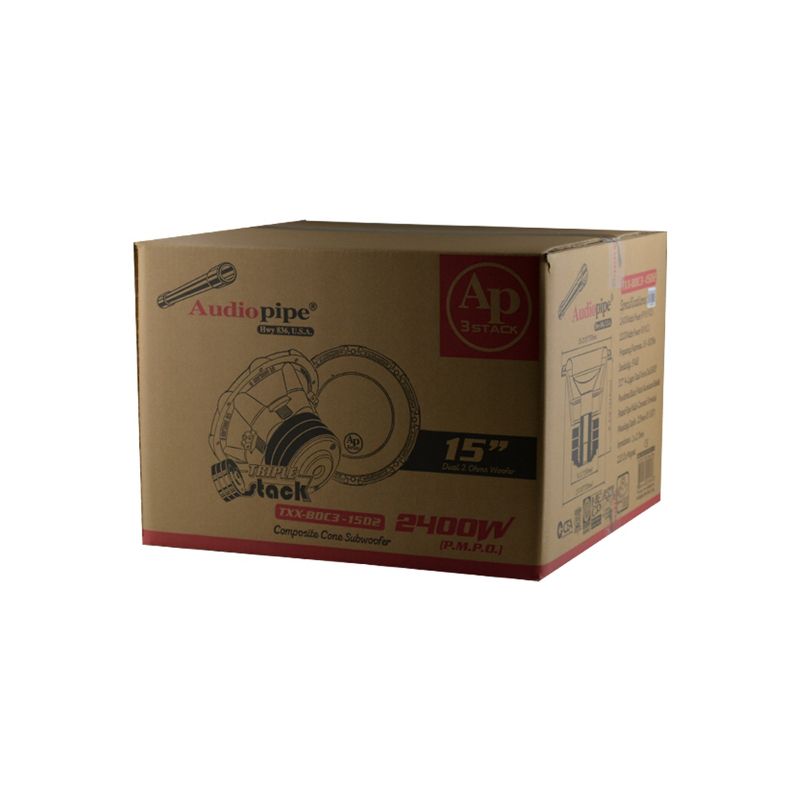 AudioPipe TXX-BDC4-15D 15 Inch 2,800 Watt High Performance Powerful Dual 2 Ohm DVC Vehicle Car Audio Subwoofer Speaker System, Black