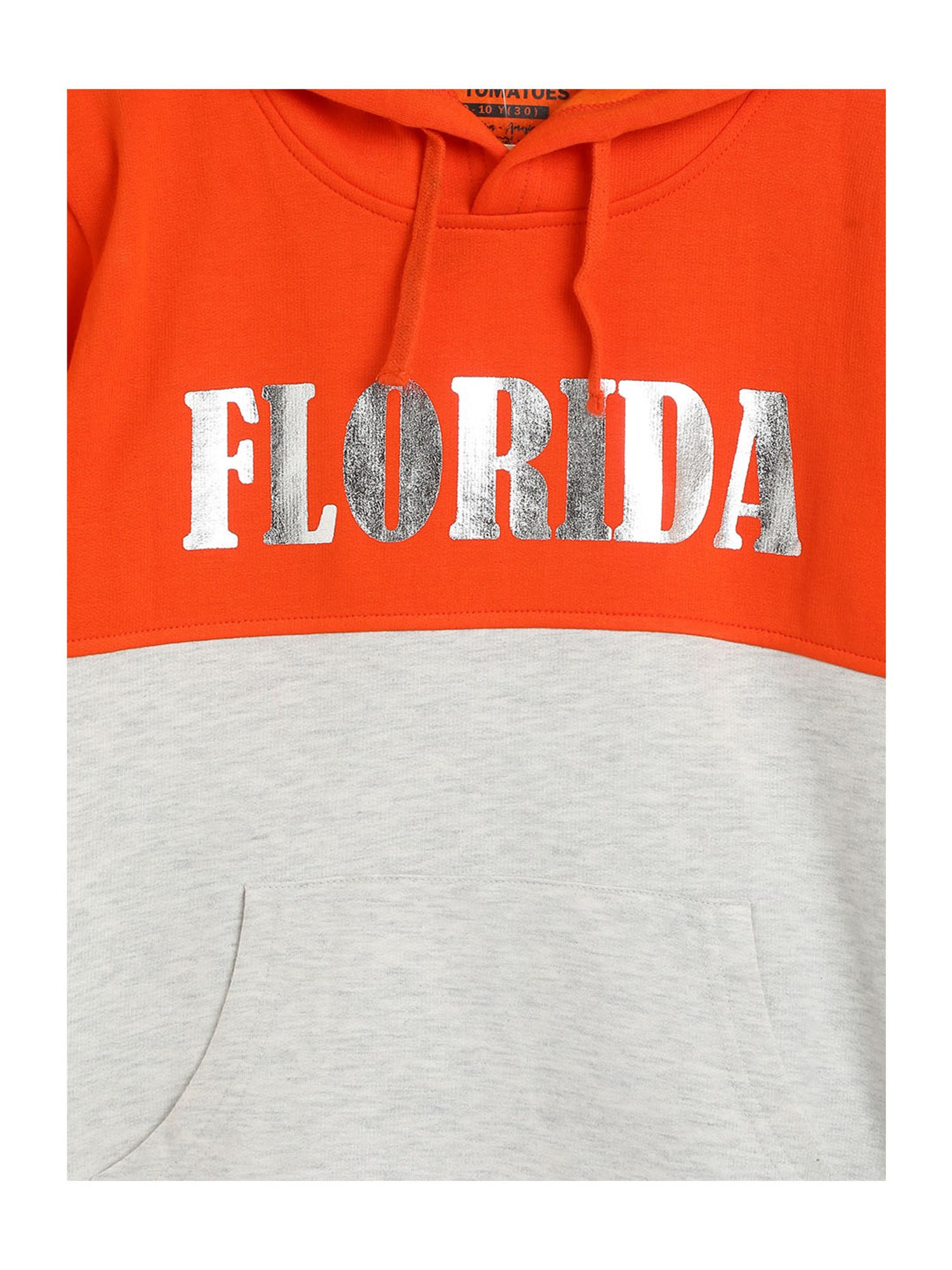 Li'l Tomatoes Kids Orange & Grey Graphic Print Hoodie