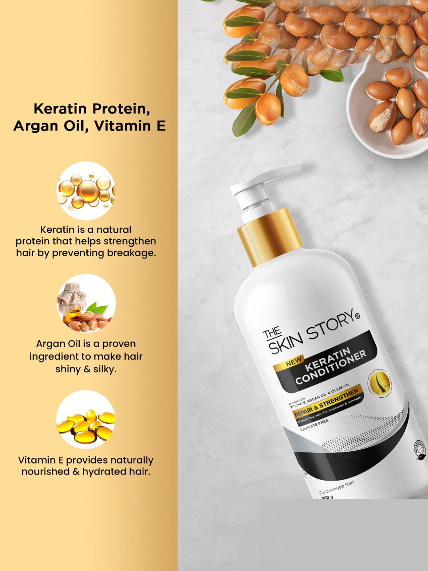 The Skin Story Vitamin E & Olive Oil Repair & Strengthen Keratin Conditioner - 250 gm