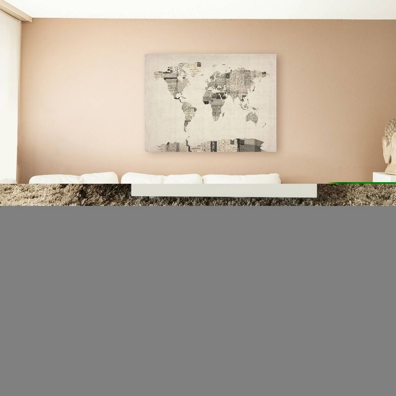 22" x 32" Vintage Postcards World Map by Michael Tompsett - Trademark Fine Art