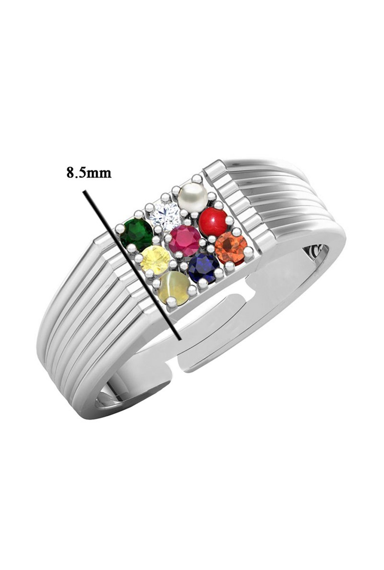 Clara Navratna Stone Nine Gems 92.5 Sterling Silver Ring