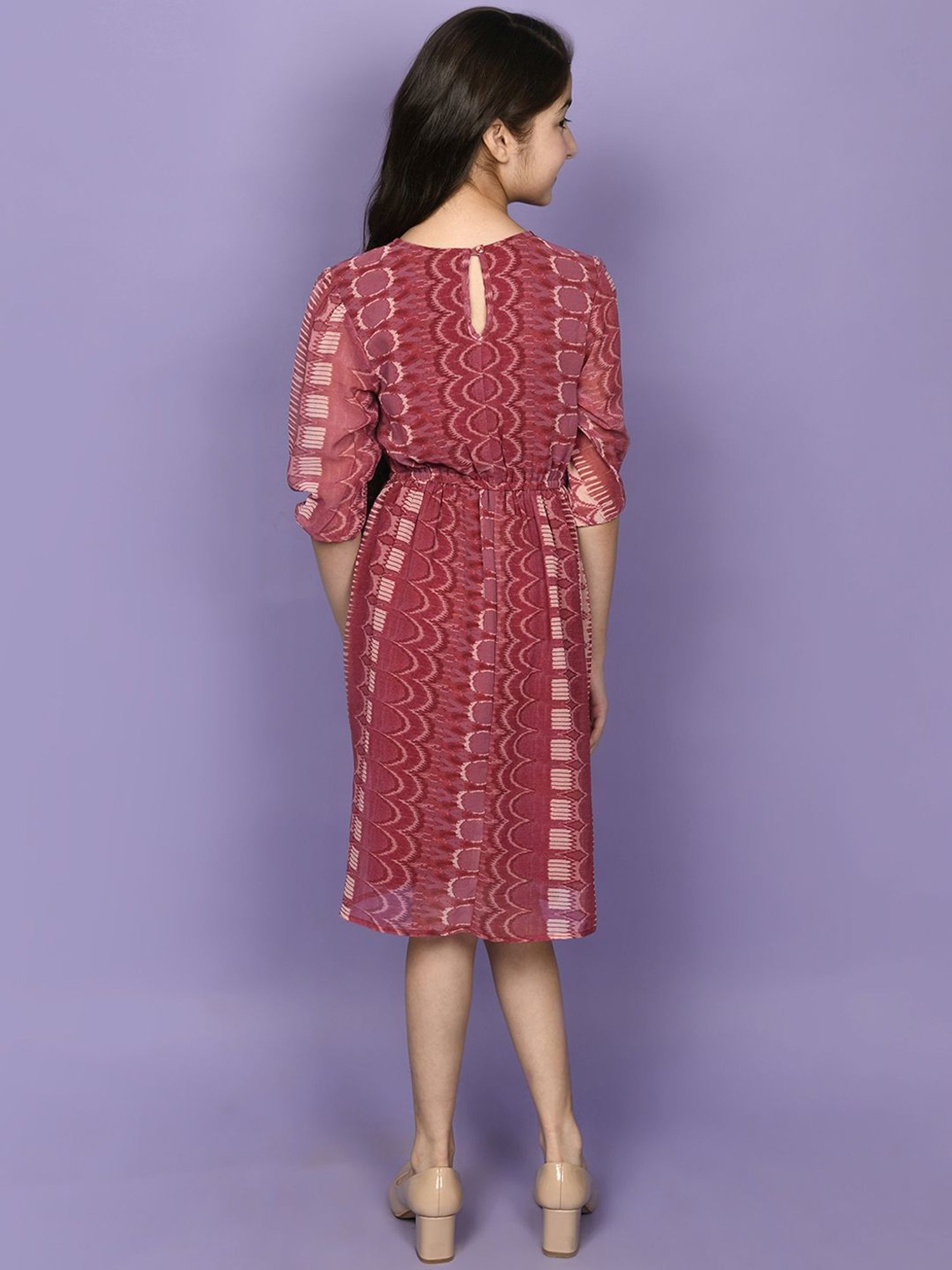 LilPicks Kids Pink Printed Dress