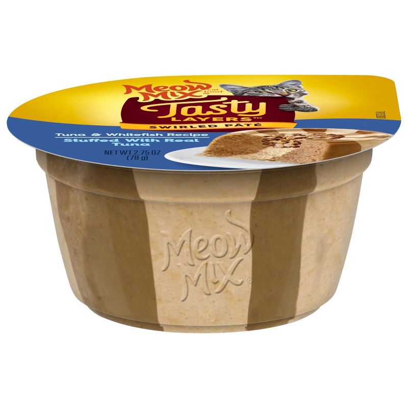 Meow Mix Tasty Layers Swirled Paté Tuna and Whitefish Recipe Stuffed with Real Tuna Wet Cat Food - 2.75oz