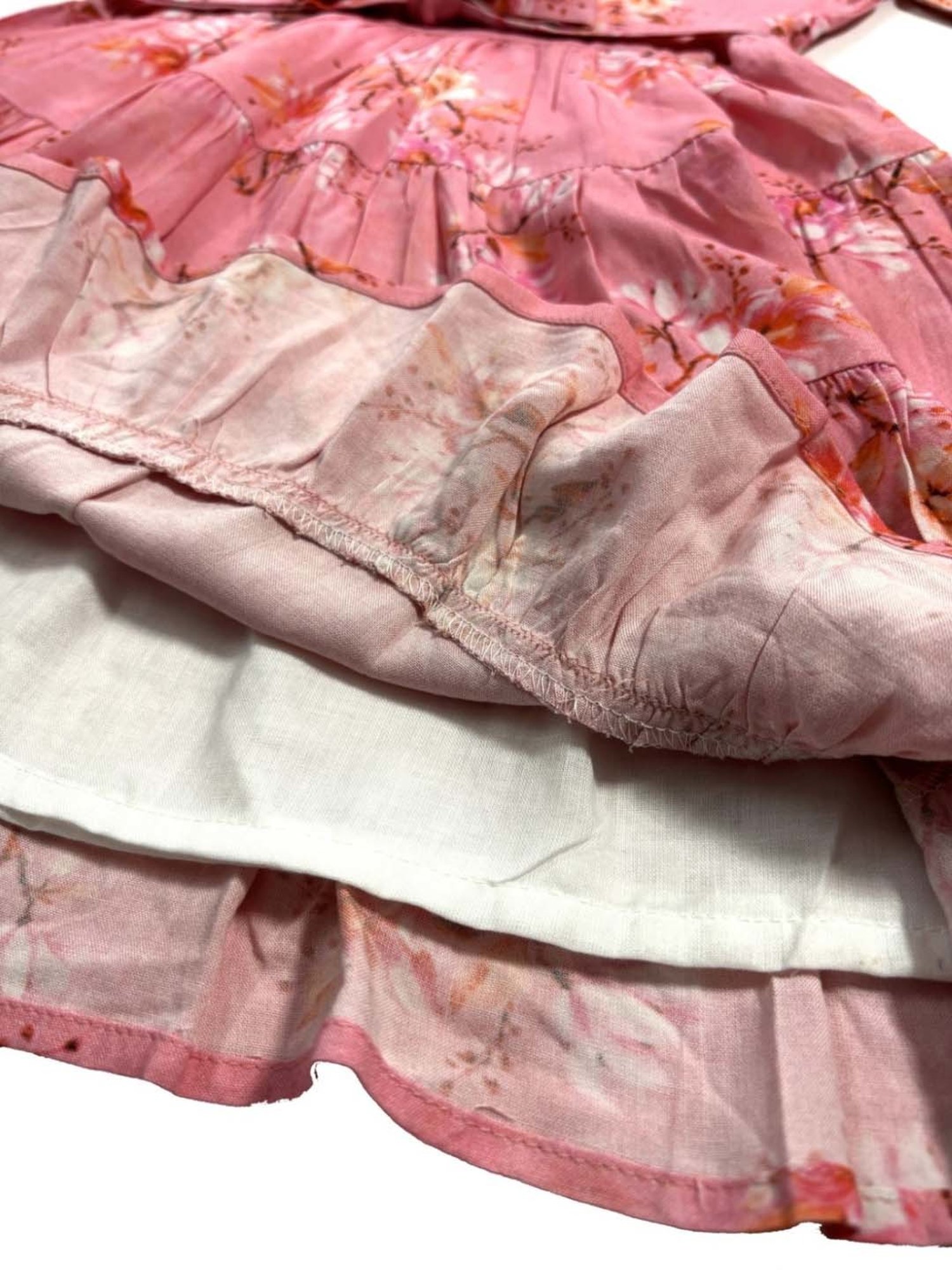 Bella Moda Kids Peach Cotton Floral Print Dress