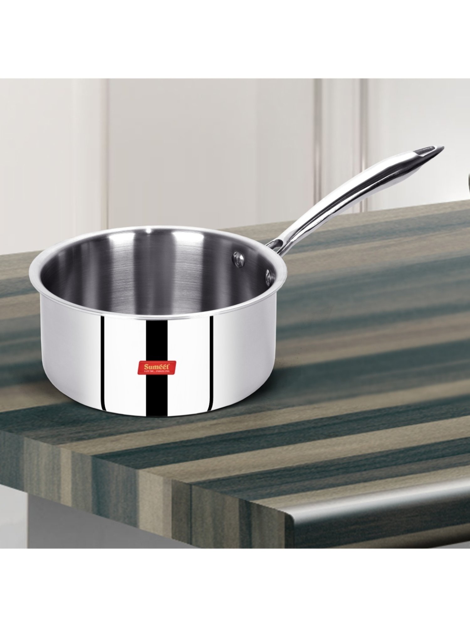 Sumeet Cook Smart TriPly SAS (Steel-Aluminium-Steel - 3 Layers) Sauce Pan  - 2.3 Ltr - 20Cm
