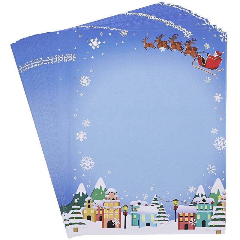 96-Sheet Santa Letterhead Stationery Paper for Christmas Holiday Letters, 8.5x11"