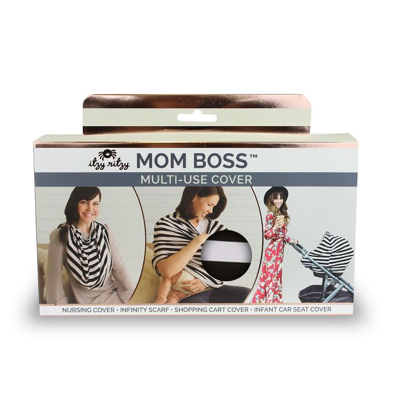 Itzy Ritzy Mom Boss 4in1 Nursing Cover - Black/White Stripe