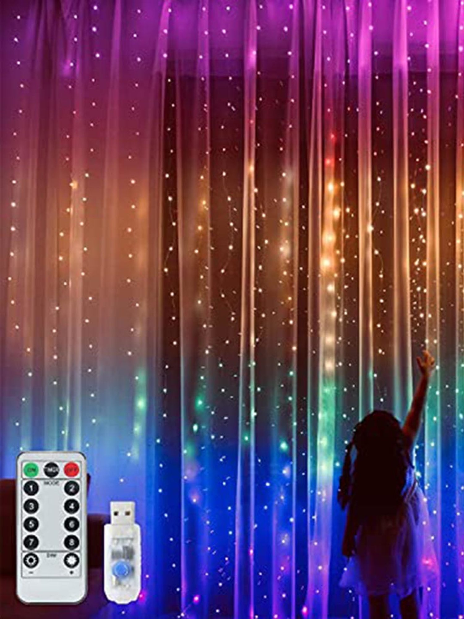 Xergy Window Curtain String Light 280 LED 8 Lighting Modes Fairy Lights for Wall Decorations