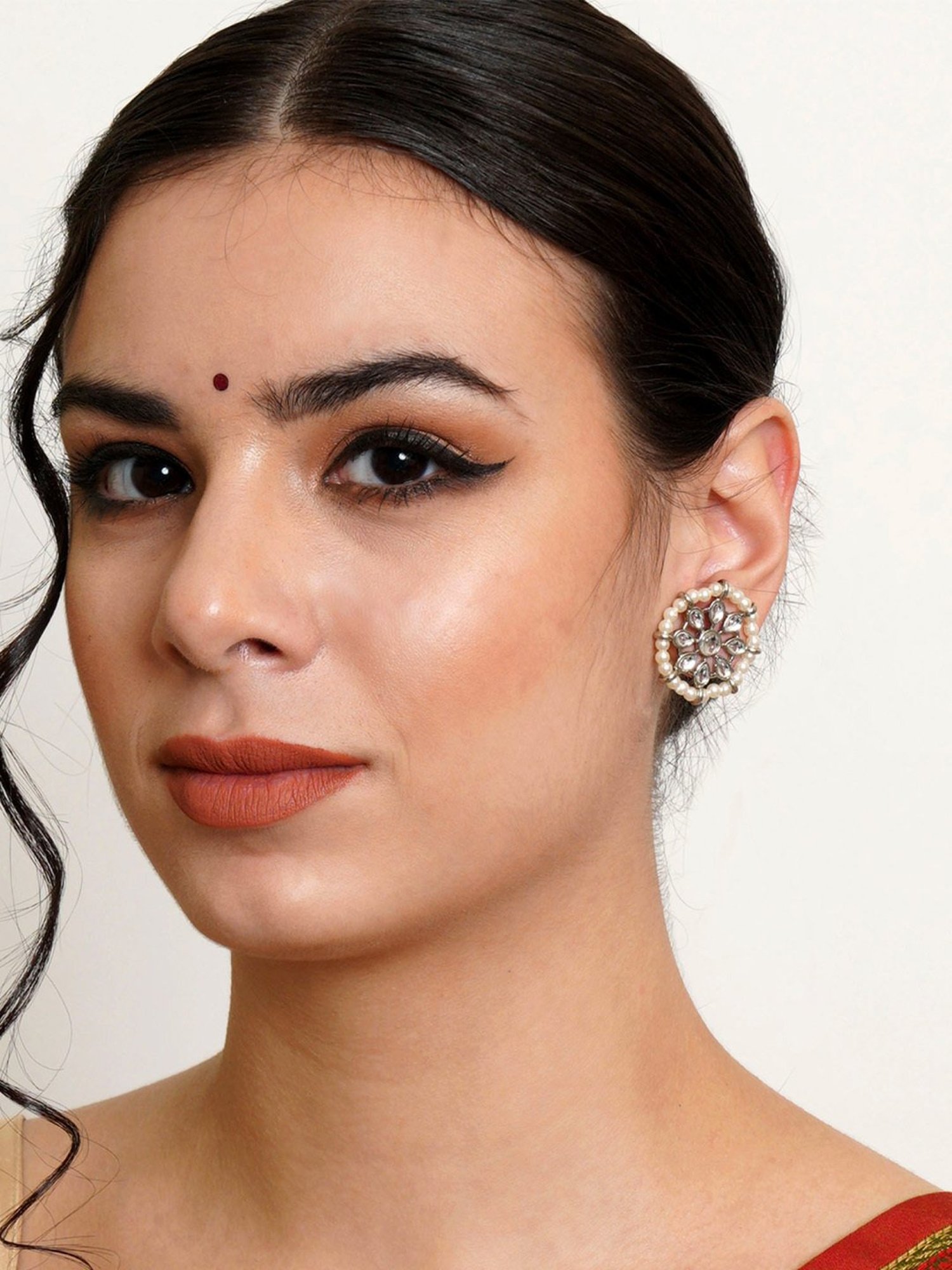 Karatcart Handcrafted Kundan Dangler & Stud Earrings - Set of 3