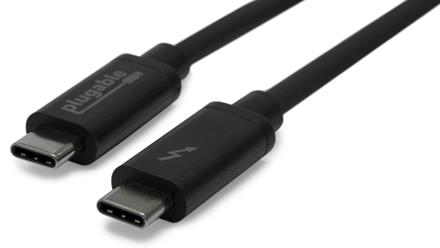 [Certified] Plugable Thunderbolt 3 40Gbps USB-C Cable (1.65'/0.5m, 3A/60W, Thunderbolt and USB Compatible)