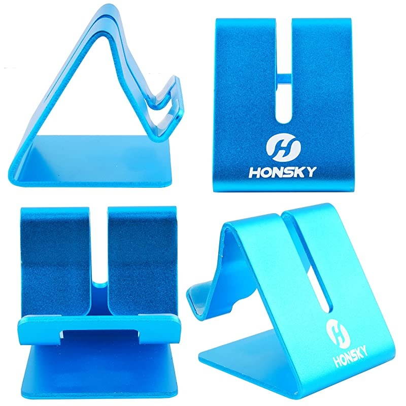 Solid Portable Universal Aluminum Desktop Desk Stand Handsfree Mobile Smart Cell Phone Holder Tablet Display Stand Cellphone Stand Smartphone Mount Cradle Blue