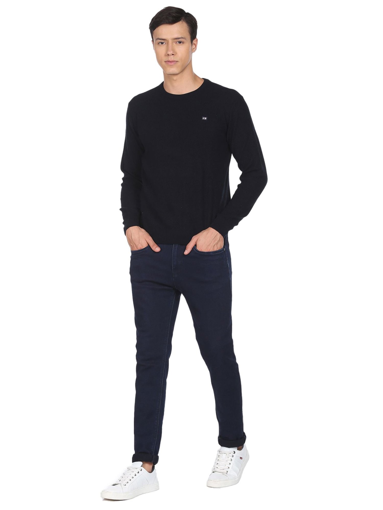 Arrow Sport Navy Blue Regular Fit Sweater
