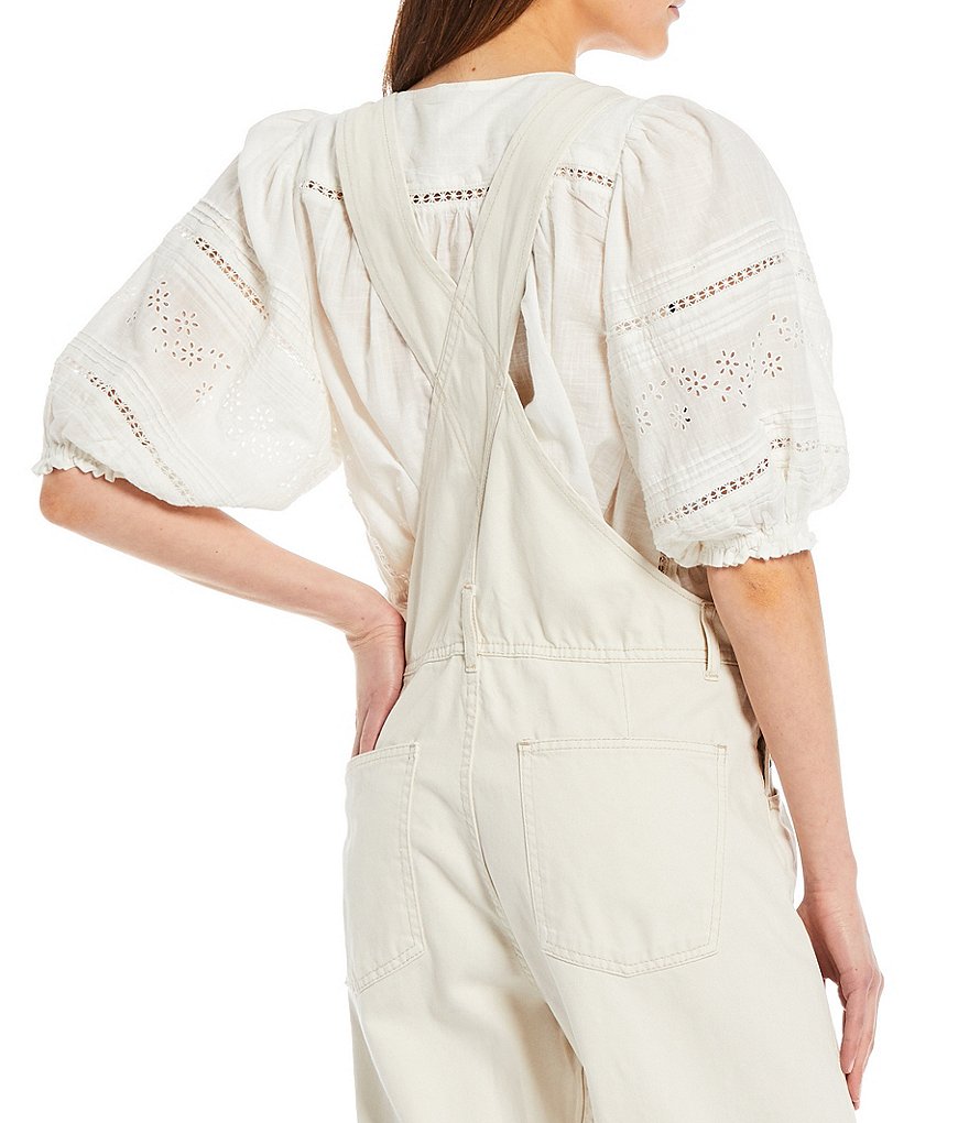 Free People Ziggy Denim Square Neck Sleeveless Overalls