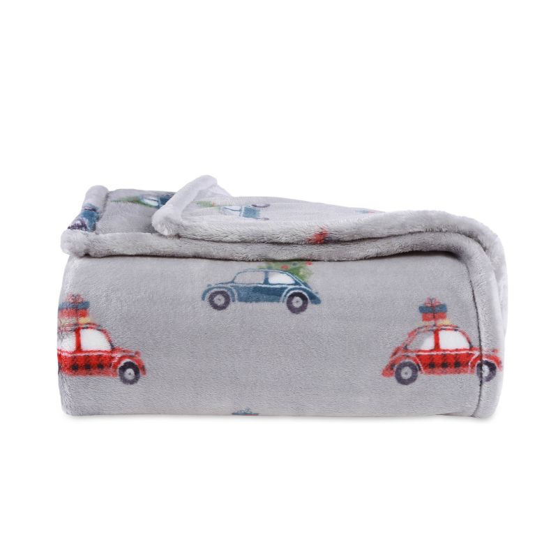 60"x80" Holiday Buggy  Throw Blanket Gray - Better Living