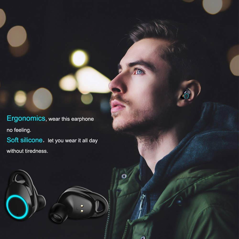 5pcs TWS Bluetooth 5.0 Wireless Earbuds With 4000Amh Charging Case IPX7 Waterproof TWS Stereo Headphones in-Ear Built-in Mic Headset Premium Sound with Deep Bass for Sport - Black