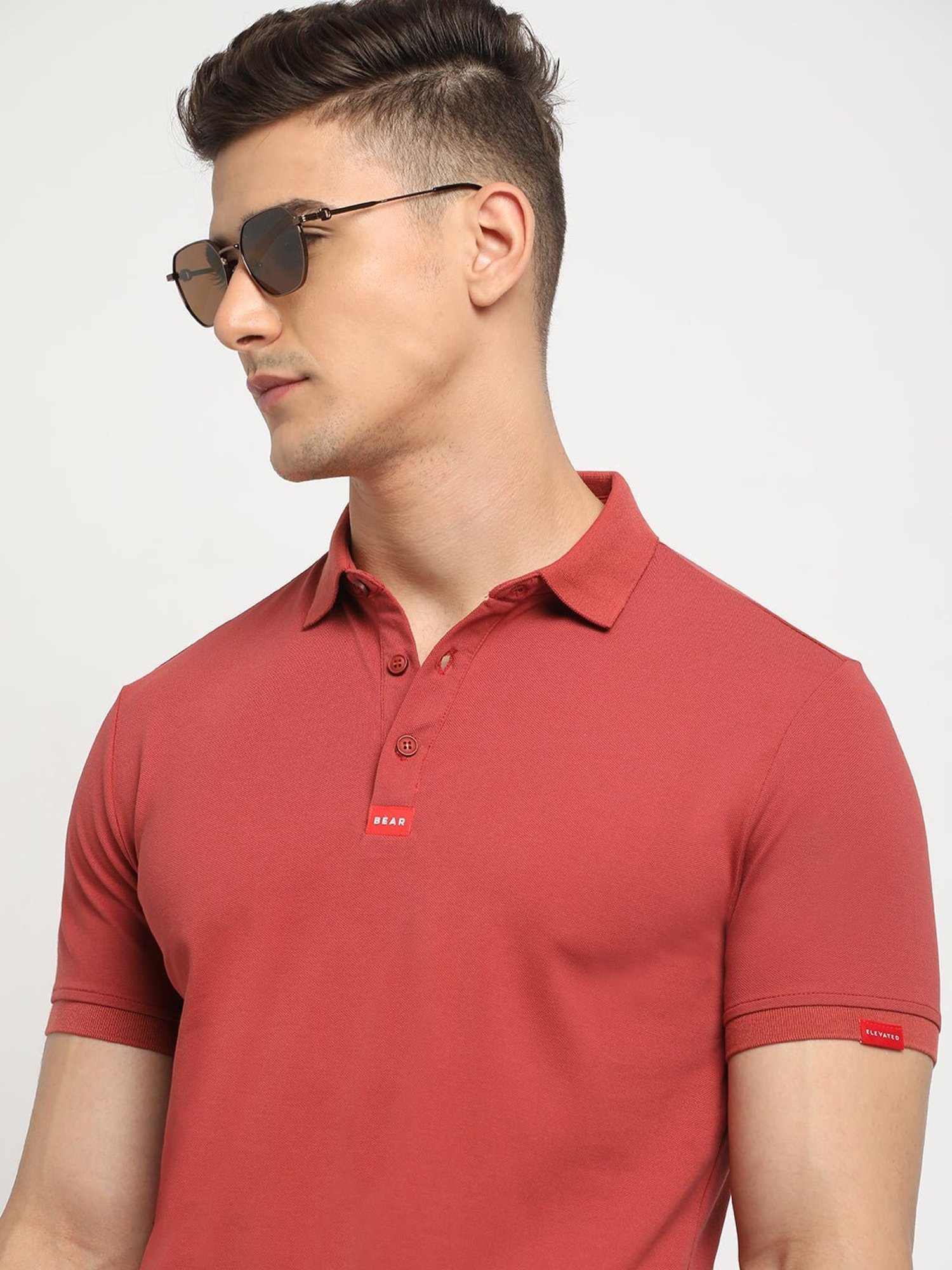 The Bear House Red Slim Fit Polo T-Shirt