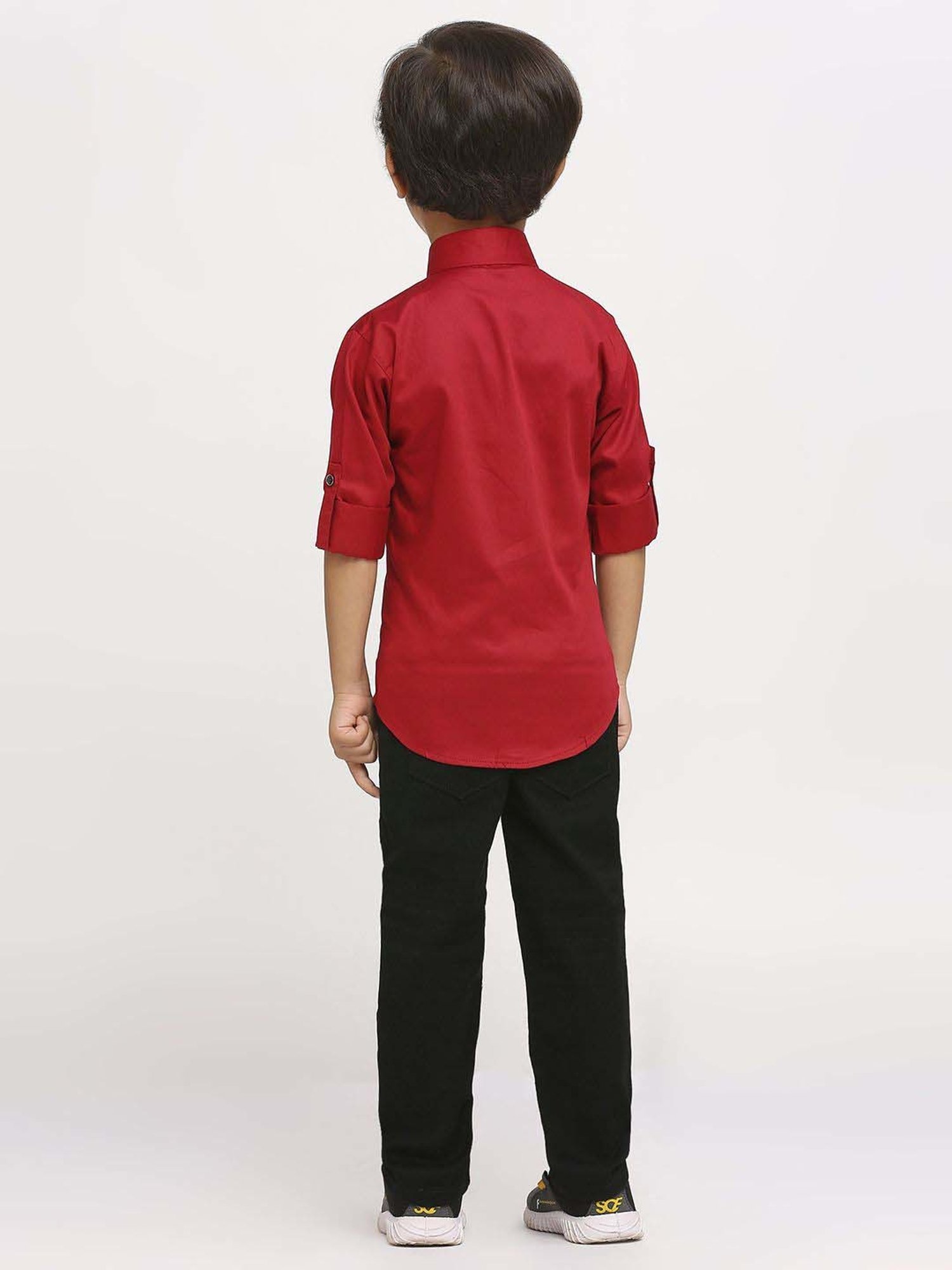 Kids Island Boys Maroon & Black Printed Full Sleeves Clothing Set