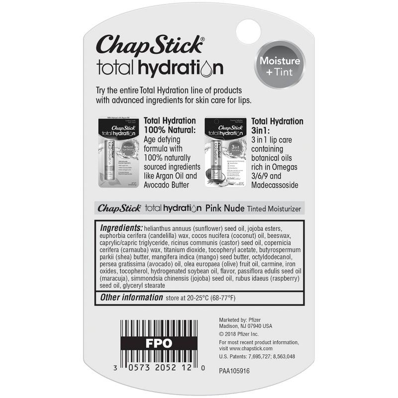 Chapstick Total Hydration Tinted Lip Balm - Pink Nude - 0.12oz