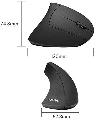 High Performance 2.4G Wireless Vertical Ergonomic Optical Mouse, 800 / 1200 /1600 DPI, 5 Buttons for Laptop, Desktop, PC, Macbook - Black
