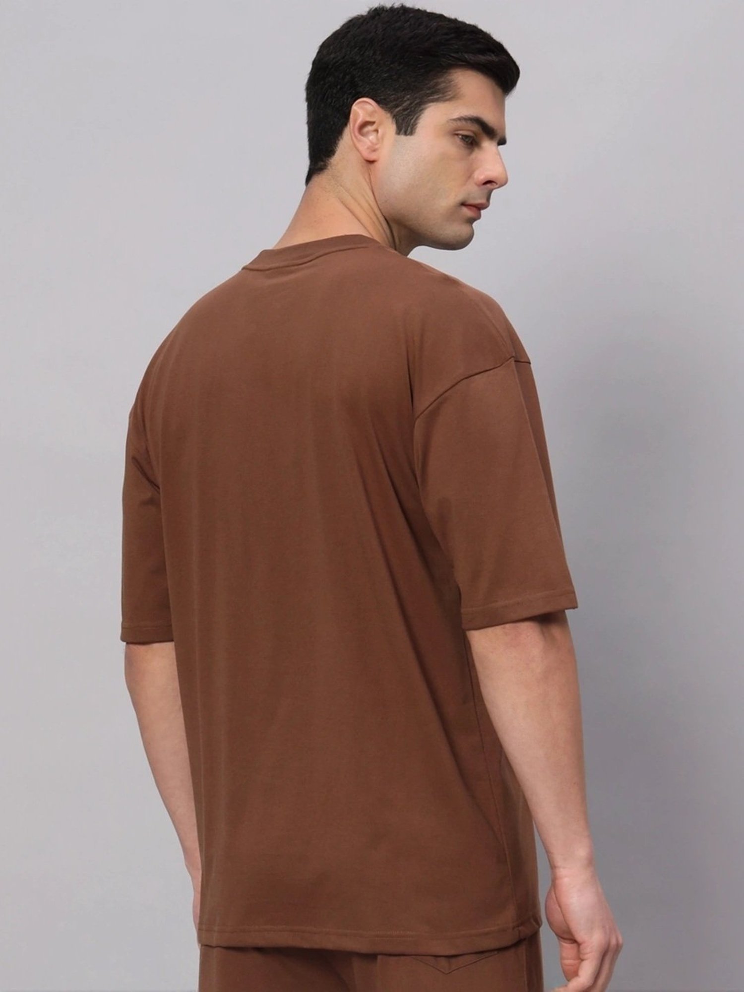 Griffel Bronze Cotton Loose Fit Printed T-Shirt