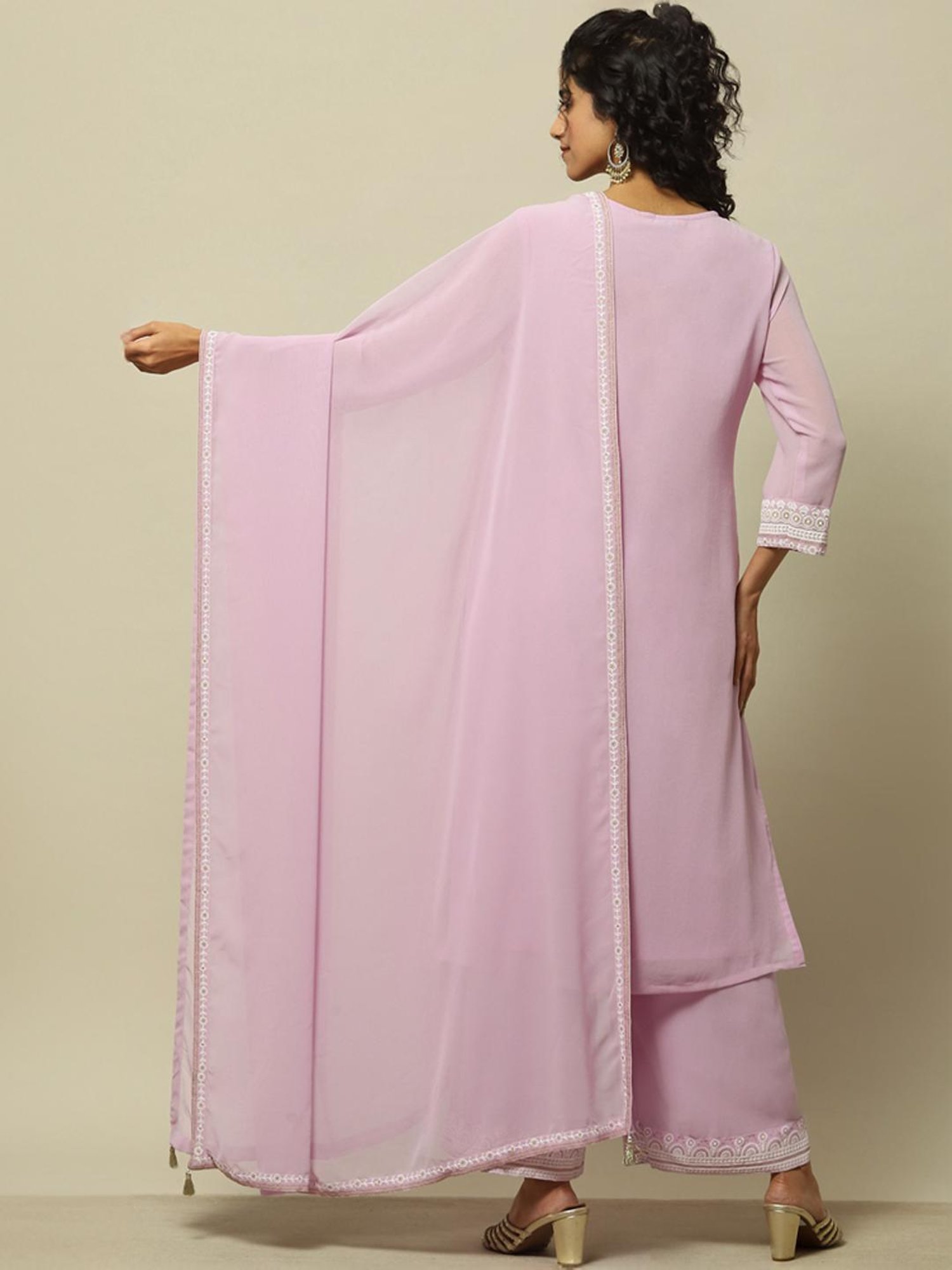 Rangriti Lilac Embroidered Dupatta