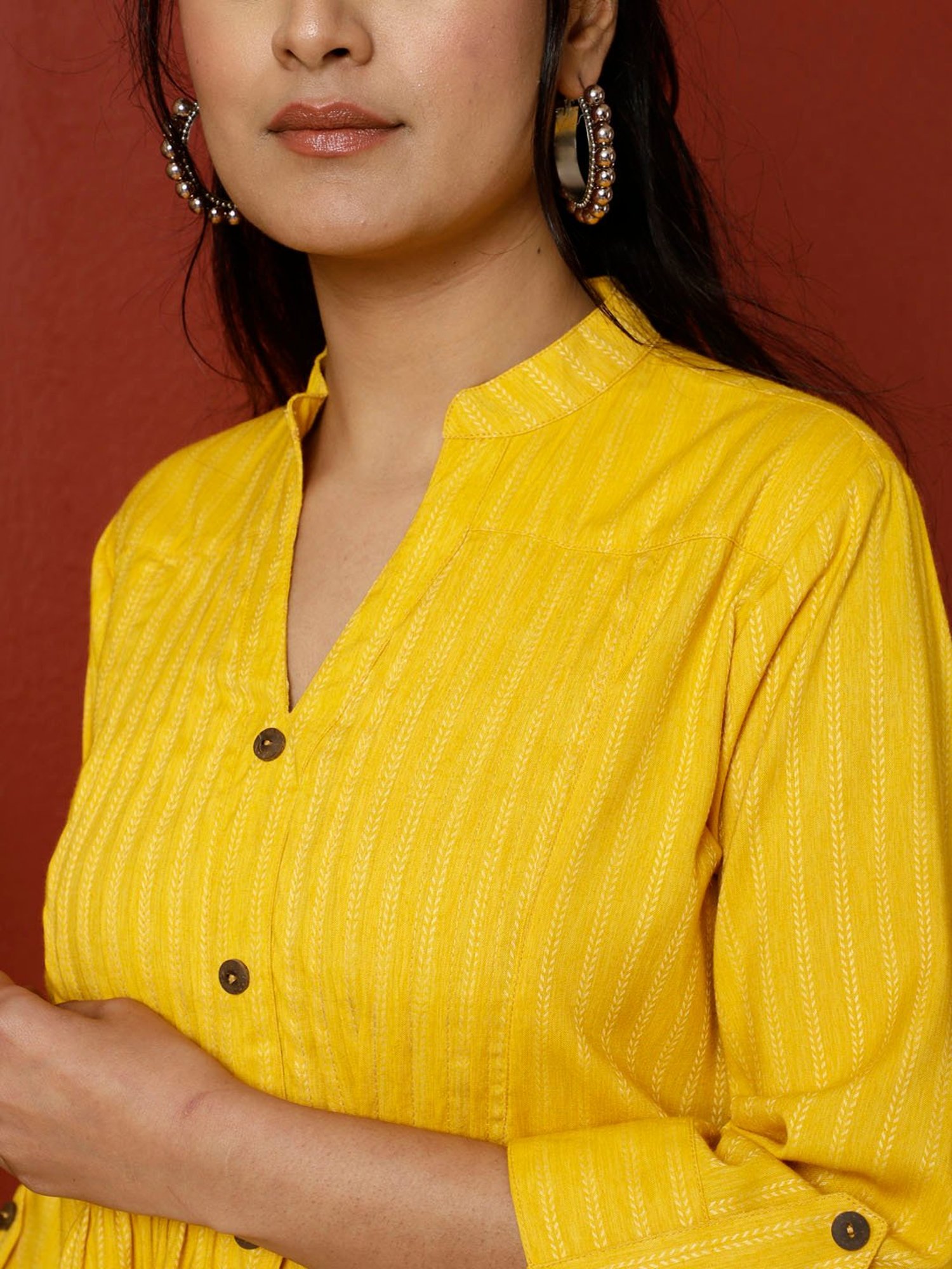 Jaipur Kurti Yellow Striped Top