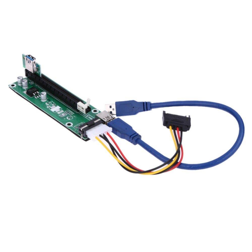 30CM USB 3.0 PCI-E Express 1x to 16x Extender Riser Card Adapter SATA 15Pin-4Pin Power Cable