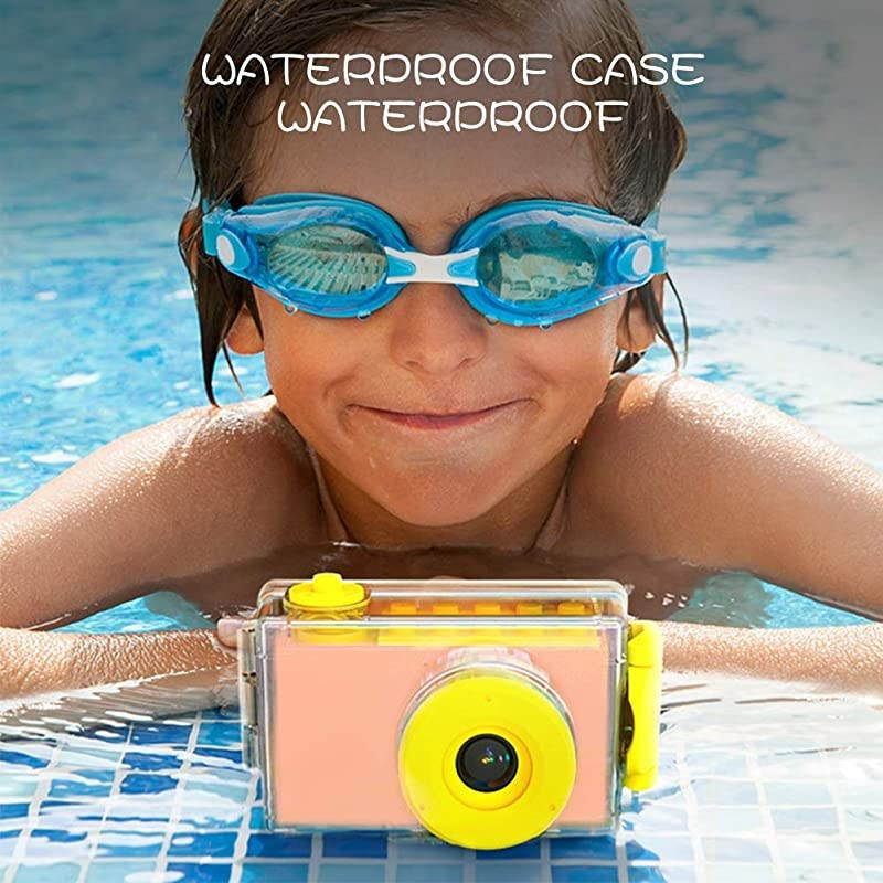 Waterproof Kids Camera Mini 8MP 1080P HD Camcorder with Free 16GB MicroSD Card Included and MicroSD Support Slot Video Taking Function and Preset Frames Pink