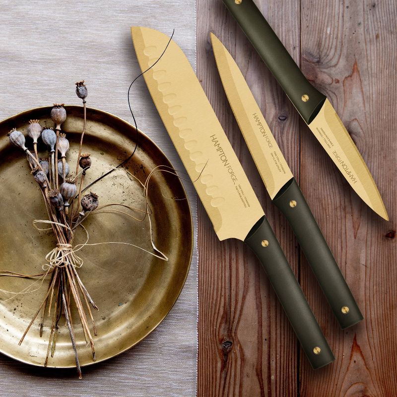 Hampton Signature Knight Gold 13pc Titanium Knife Block Set