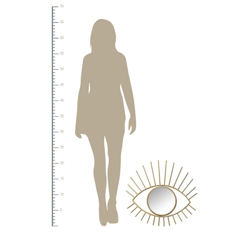 Stratton Home Decor Hanging Vintage Style Boho Chic Oval Metal Frame Eye Accent Wall Art with Round Mirror For Living Room Bedroom & Bathroom, Gold