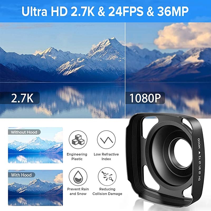 Camera Camcorder 27K Ultra HD YouTube Vlogging Camera 36MP IR Night Vision Digital Camera Recorder 16X Digital Zoom 3 inch IPS Touch Screen Camcorder with Microphone Handheld Stabilizer