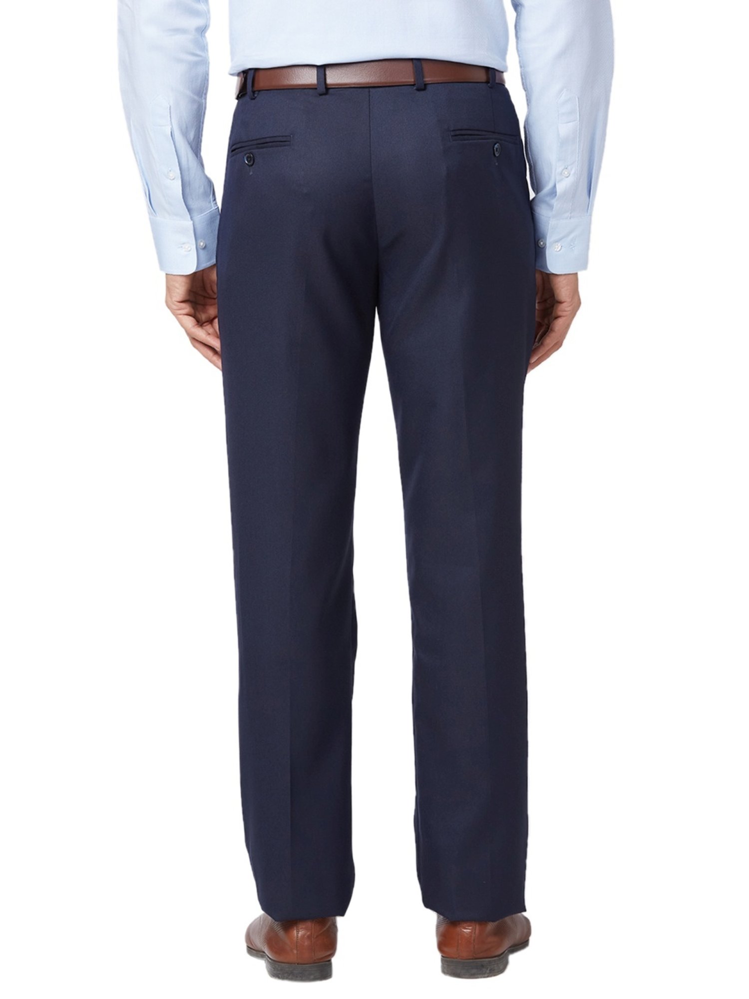 Park Avenue Blue Classic Fit Texture Trousers