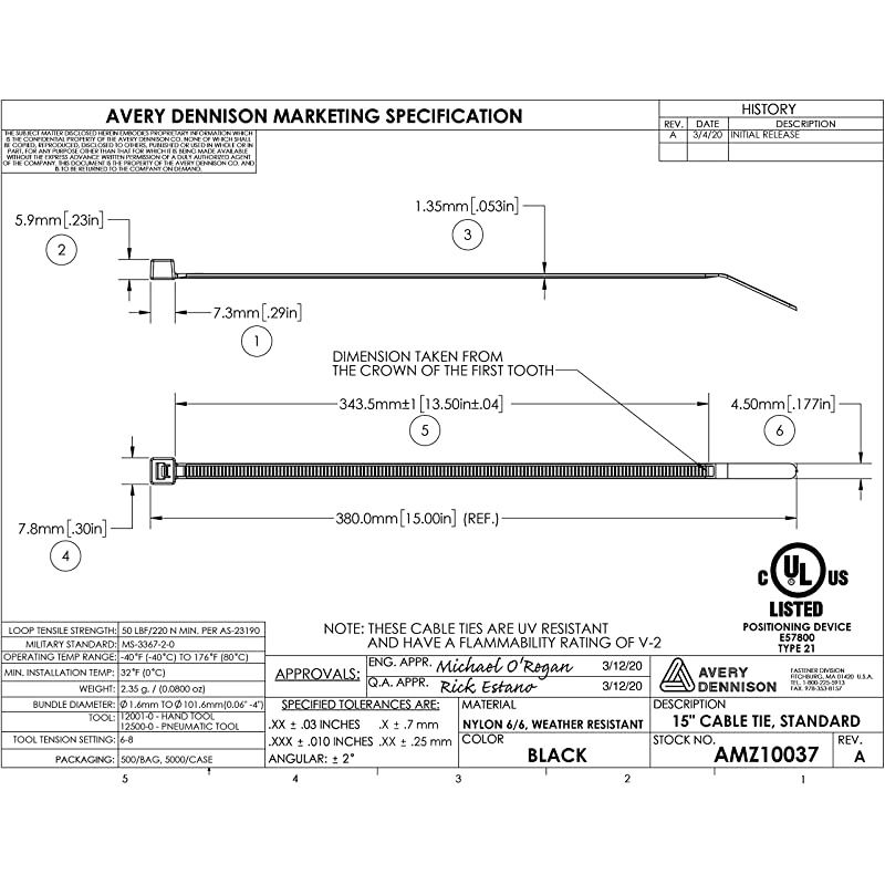 15&rdquo; Zip Ties &ndash; 500 Pieces, Black &ndash; Made in America &ndash; Weather, UV & Impact Resistant Plastic Cable Ties for Binding Bundling & Organizing Wire Cable & More &ndash; Indoor & Outdoor (15", 500ct)