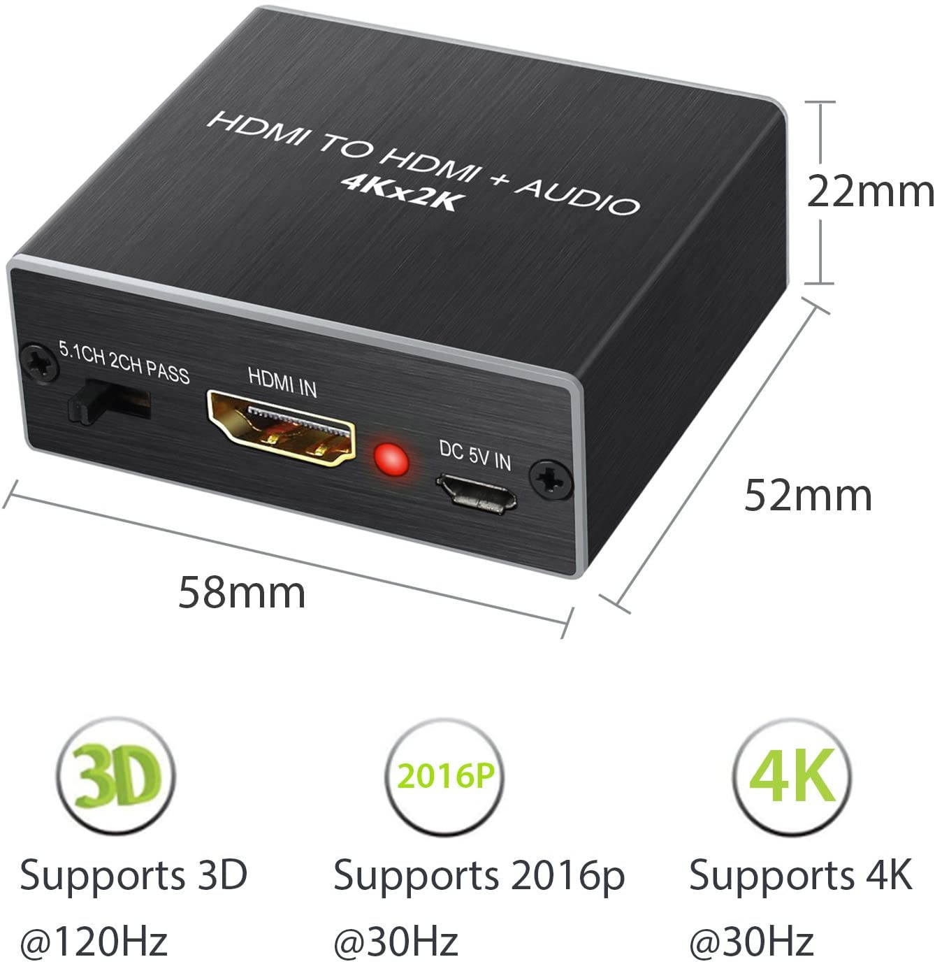 HDMI Audio Extractor Converter HDMI to Optical Toslink SPDIF with 1M HDMI 1.4 Cable and 3.5mm Stereo Audio Splitter Adapter Support 4K x 2K 3D