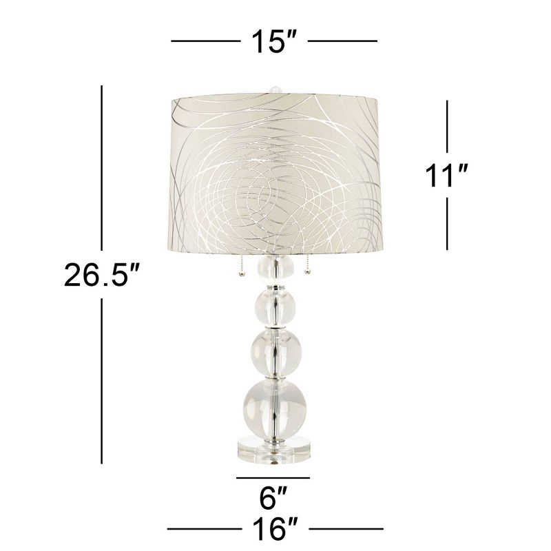 Vienna Full Spectrum Modern Table Lamp Clear Crystal Stacked Spheres Off White Drum Shade for Living Room Family Bedroom Bedside
