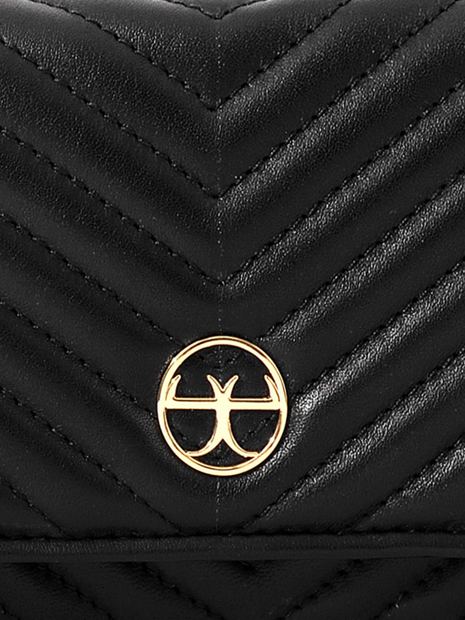 Eske Black Quilted Tri-Fold Wallet for Women