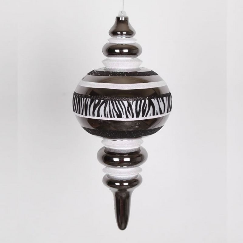 Vickerman 13" Diva Safari Zebra Print and Stripes Commercial Size Finial Christmas Ornament - Black/White