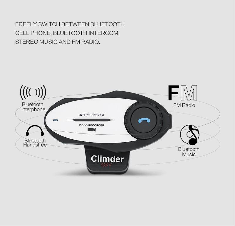 2017 New Motorcycle Helmet Bluetooth Intercom Headset 720P Video Recorder Sports Camera Interphone Handsfree FM Radio