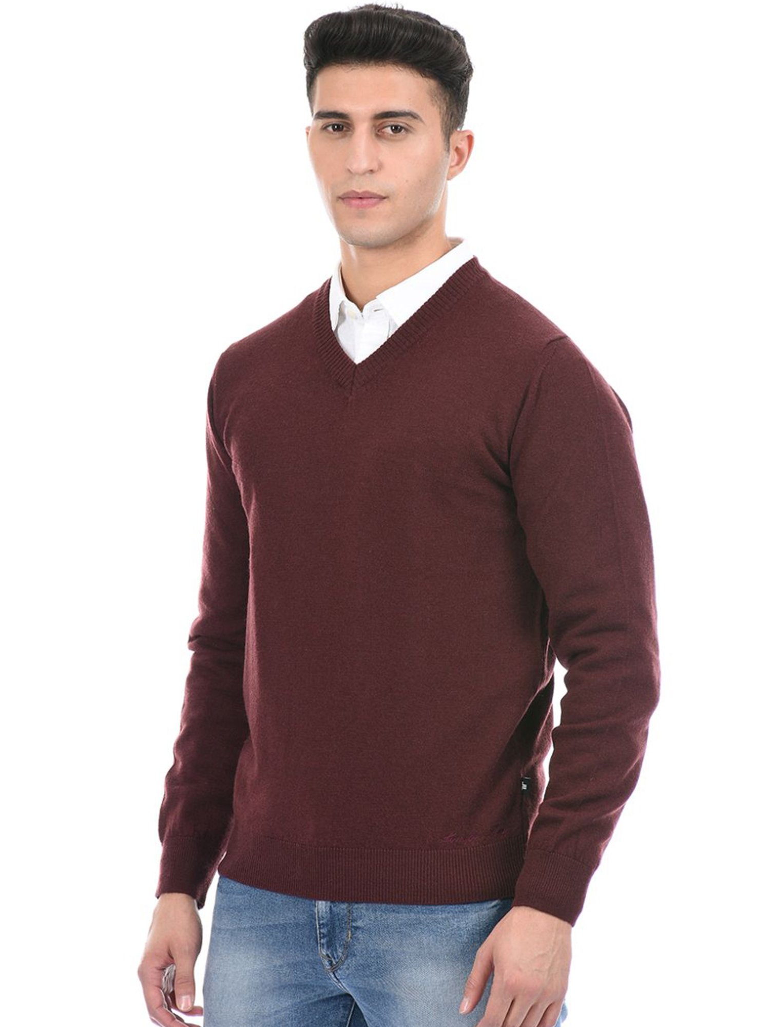 London Fog Brown Regular Fit Sweater