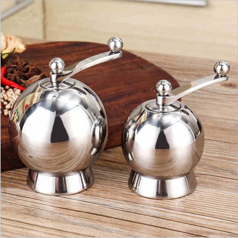 1PC Manual Stainless Steel Pepper Grinder Sea Salt Sichuan Pepper Herbs Crusher Grinding Tool - Size L