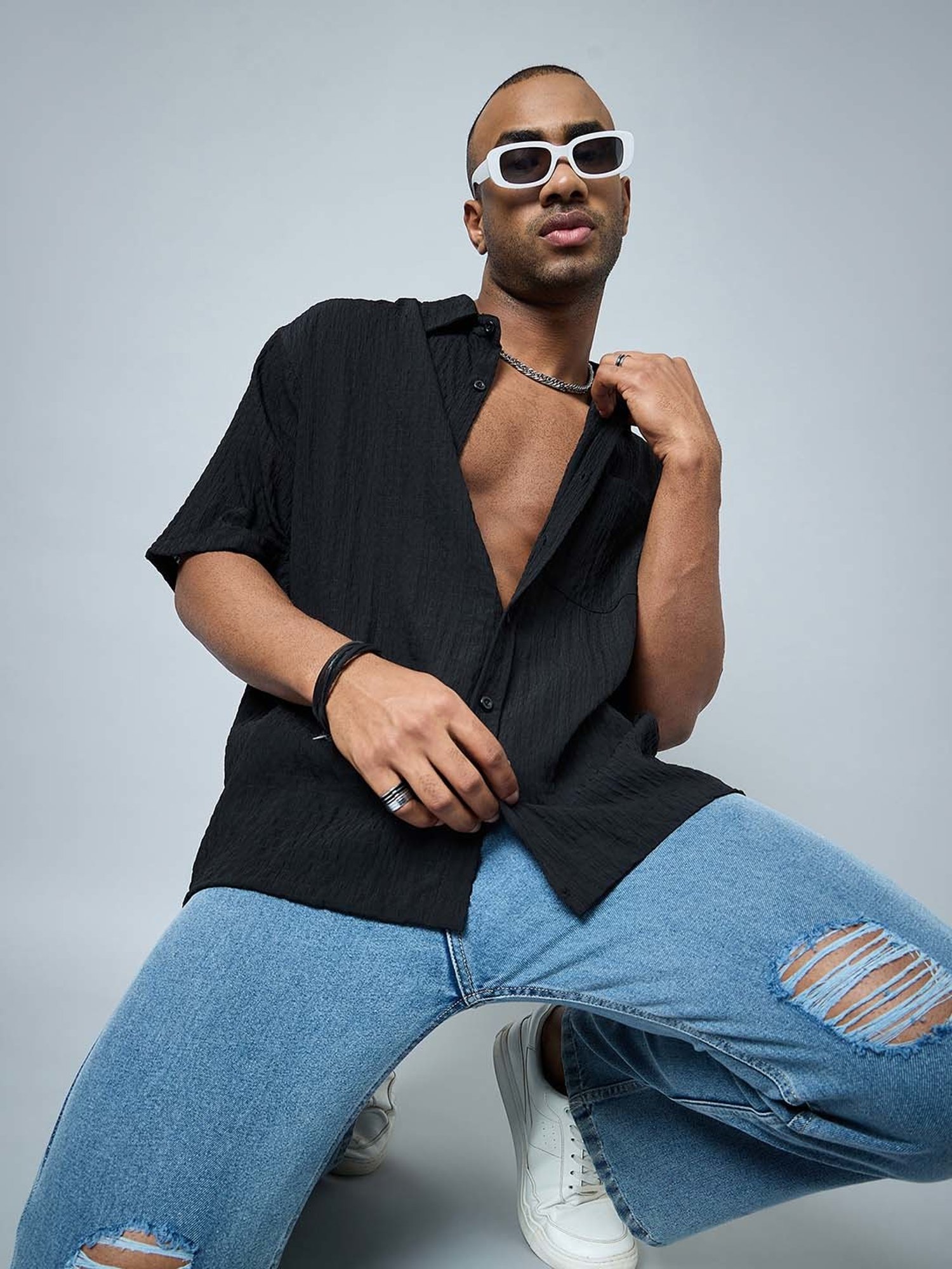 CHIMPAAANZEE Black Loose Fit Oversized Shirt