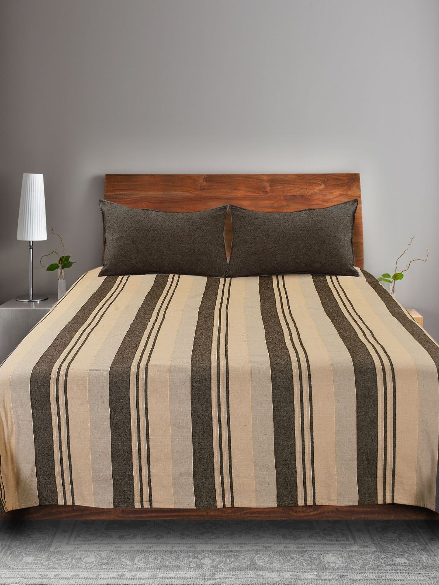 Saral Home Abstract Brown 155 TC Cotton King Sized Bed Sheet with 2 Pillow Covers