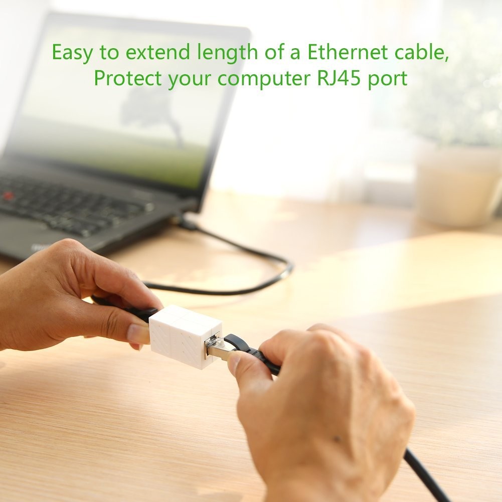 Ugreen (2 Pack) RJ45 Coupler In-Line Coupler Cat7/Cat6/Cat5e Ethernet Cable Extender Adapter Female to Female (White, 20311)